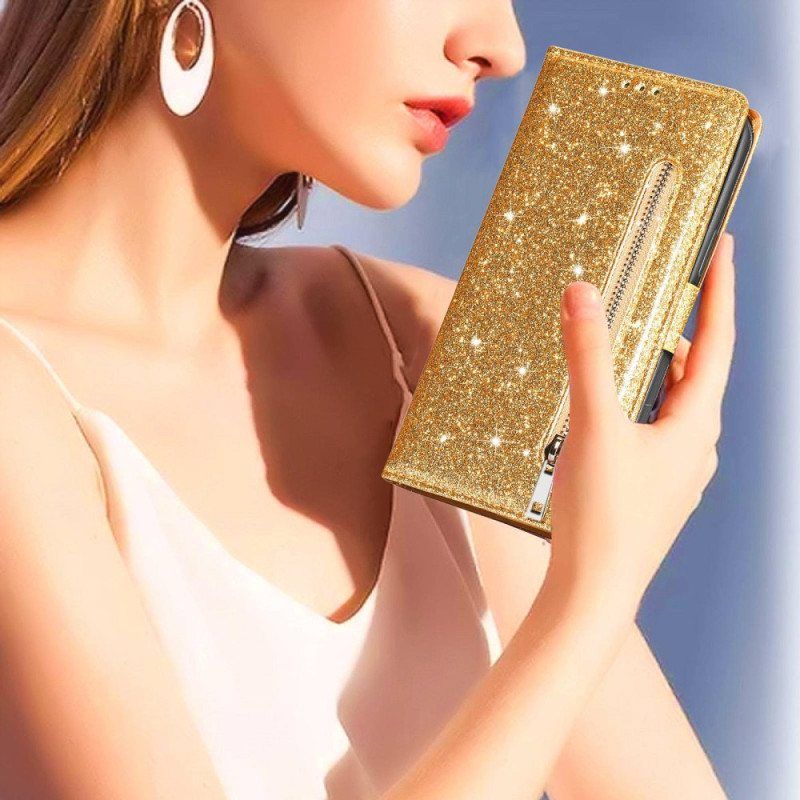 Folio Deksel Til iPhone 14 Plus Glitter Myntpung