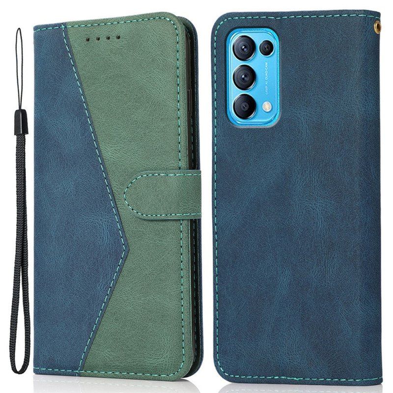 Folio Deksel Til Oppo Find X3 Lite Tofarget Triangel Imitert Skinn