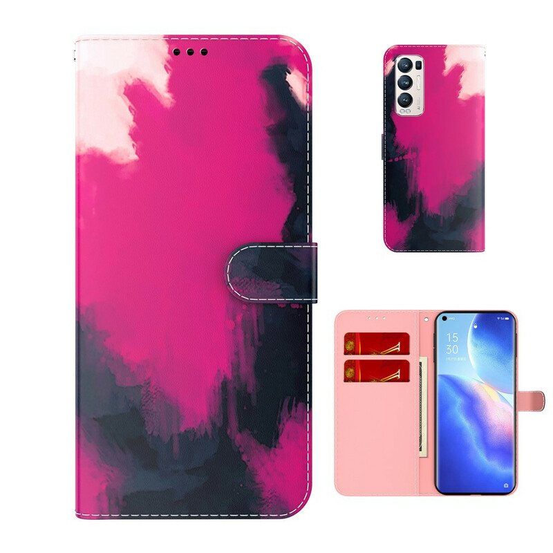 Folio Deksel Til Oppo Find X3 Neo Abstrakt Fargerikt