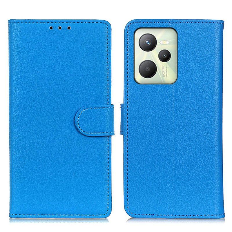 Folio Deksel Til Realme C35 Litchi Tekstur
