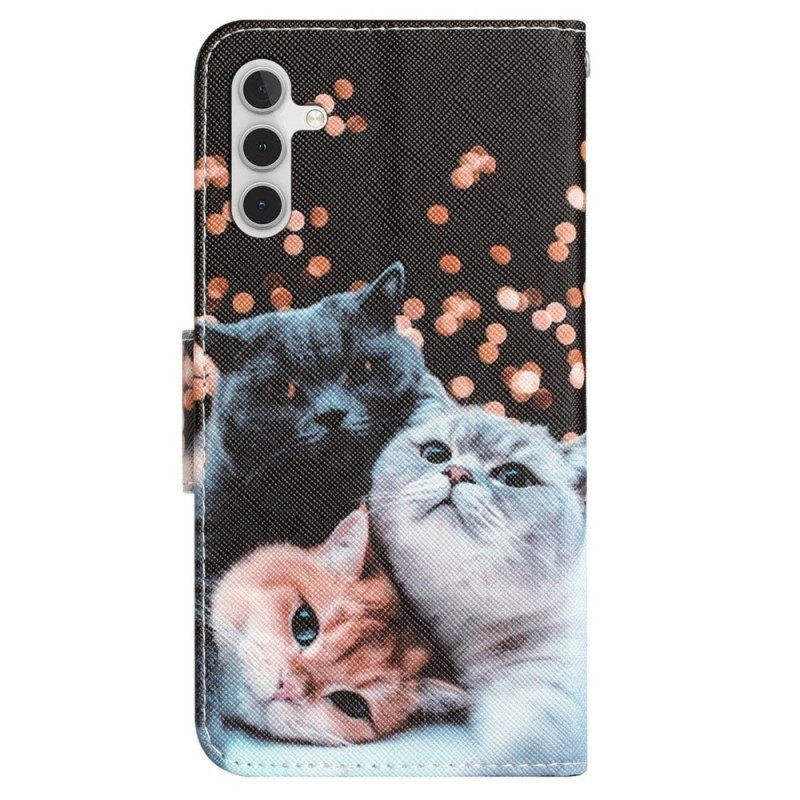 Folio Deksel Til Samsung Galaxy A54 5G Med Kjede Bare Thong Cats