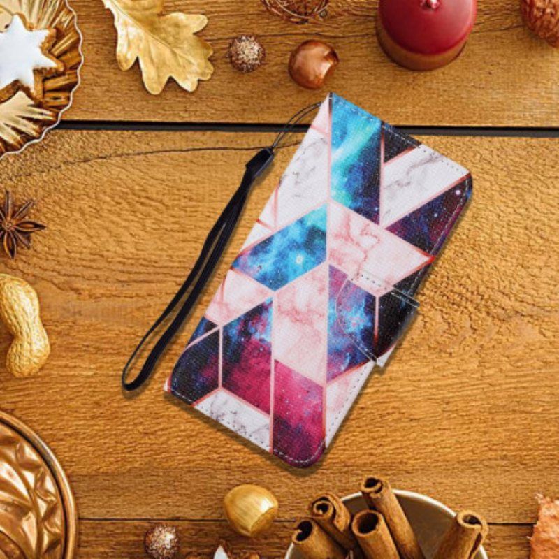 Folio Deksel Til Samsung Galaxy M12 / A12 Marmor Med Snor