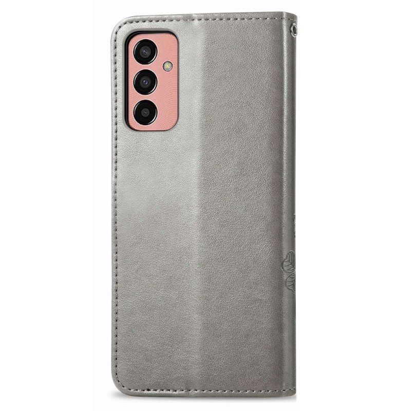 Folio Deksel Til Samsung Galaxy M13 Blomster Med Stropp