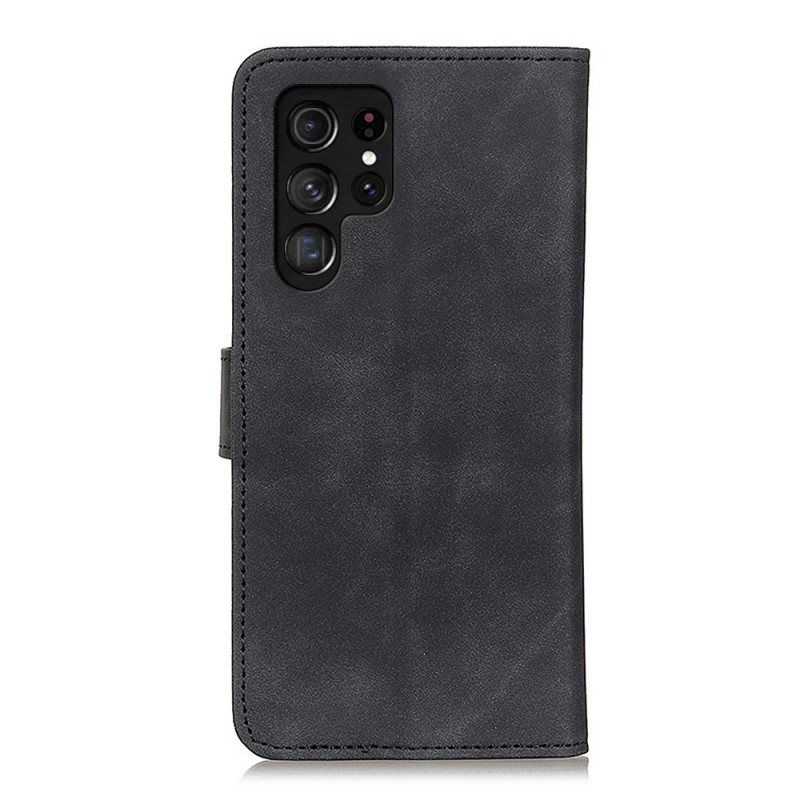 Folio Deksel Til Samsung Galaxy S22 Ultra 5G Khazneh Vintage Skinneffekt