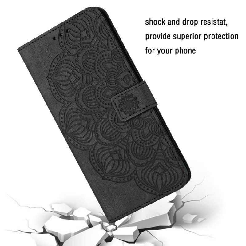 Folio Deksel Til Samsung Galaxy S23 5G Med Kjede Strappy Mandala