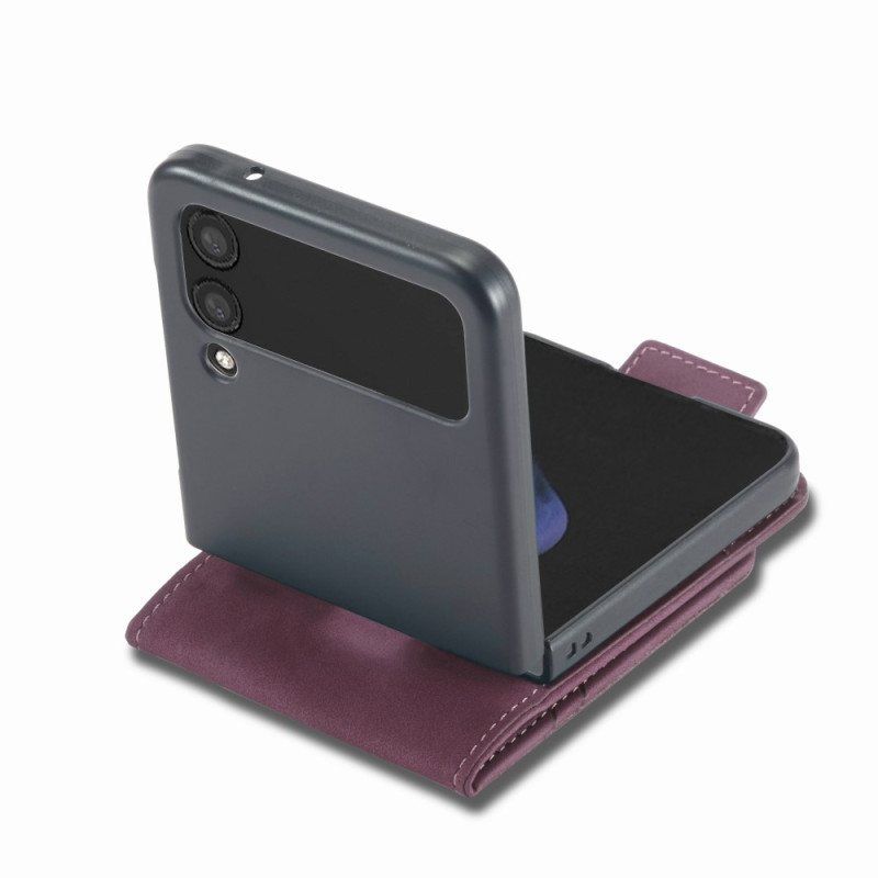 Folio Deksel Til Samsung Galaxy Z Flip 4 Lærdeksel Forwenw Skinneffekt