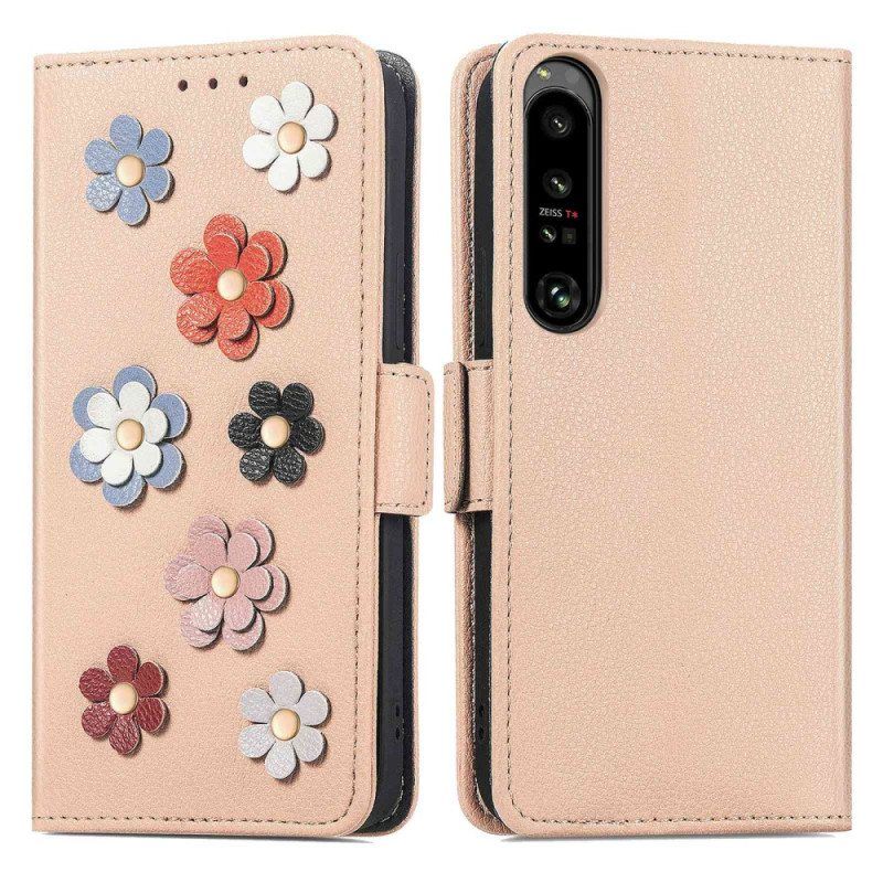 Folio Deksel Til Sony Xperia 1 IV Dekorative Blomster