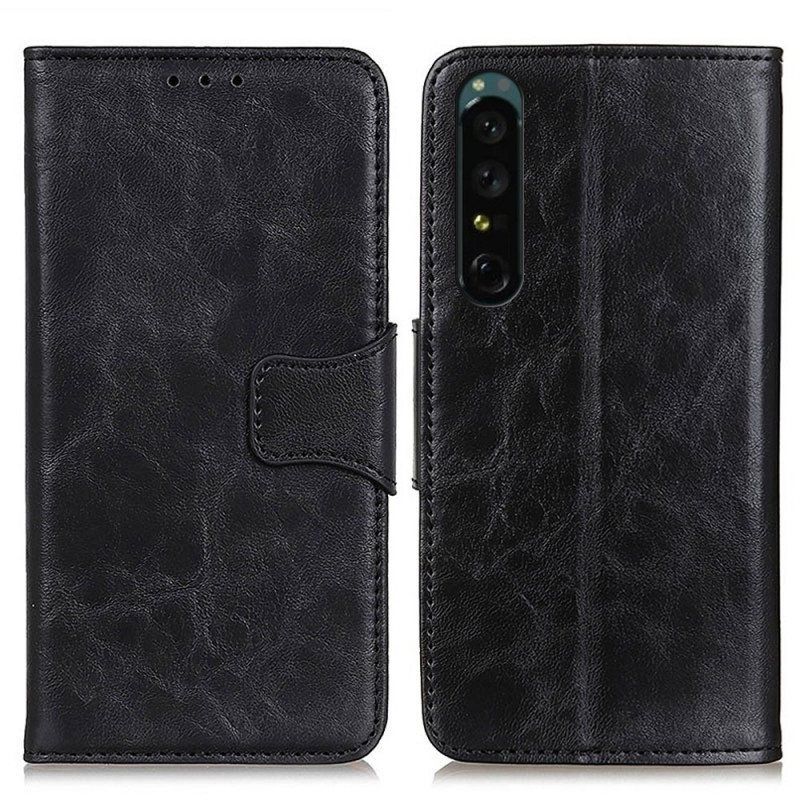 Folio Deksel Til Sony Xperia 1 IV Delt Lær Vintage Lås
