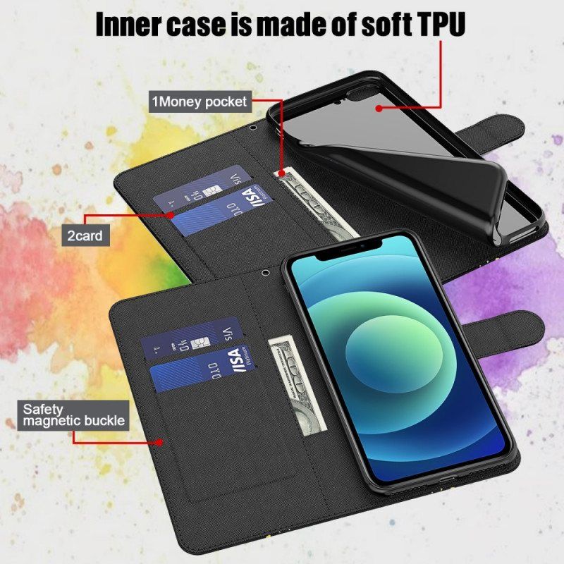 Folio Deksel Til Xiaomi Redmi Note 11 Pro / 11 Pro 5G Marmordesign Med Snor