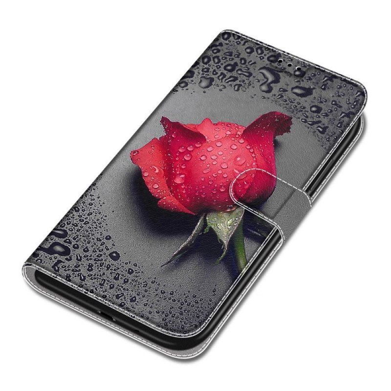 Folio Deksel Til Xiaomi Redmi Note 11 Pro Plus 5G Roser Med Snor