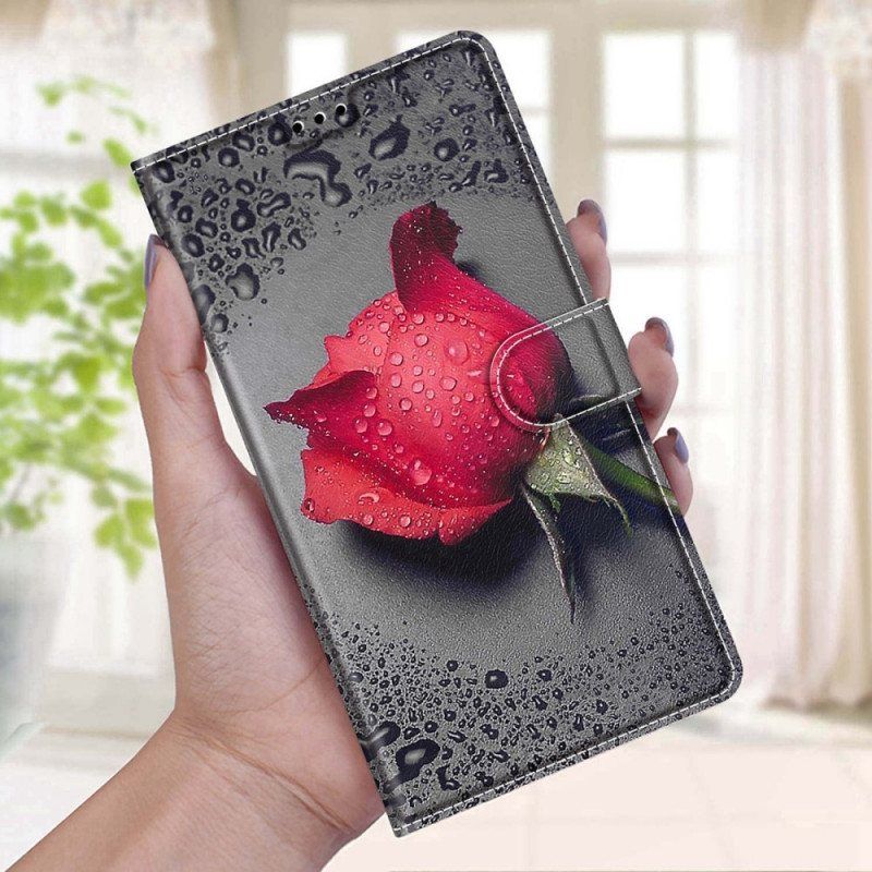 Folio Deksel Til Xiaomi Redmi Note 11 Pro Plus 5G Roser Med Snor