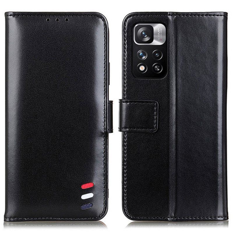 Folio Deksel Til Xiaomi Redmi Note 11 Pro Plus 5G Trefarget Skinneffekt