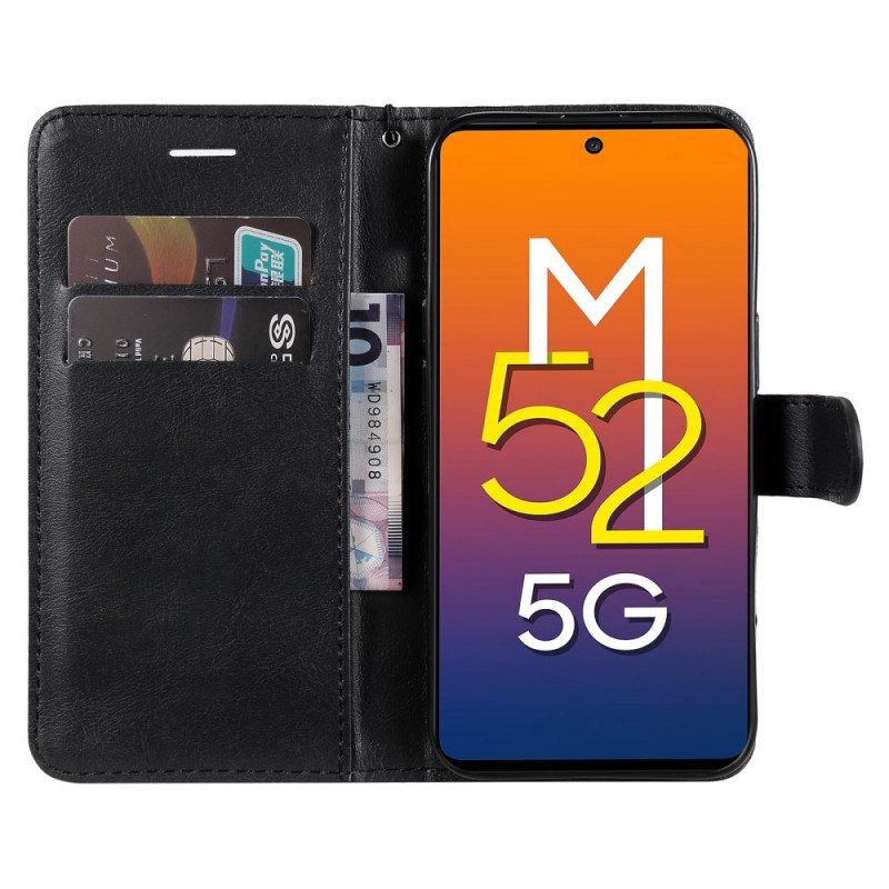 Lærdeksel Til Samsung Galaxy M52 5G Med Kjede Strappy Matt Skinn
